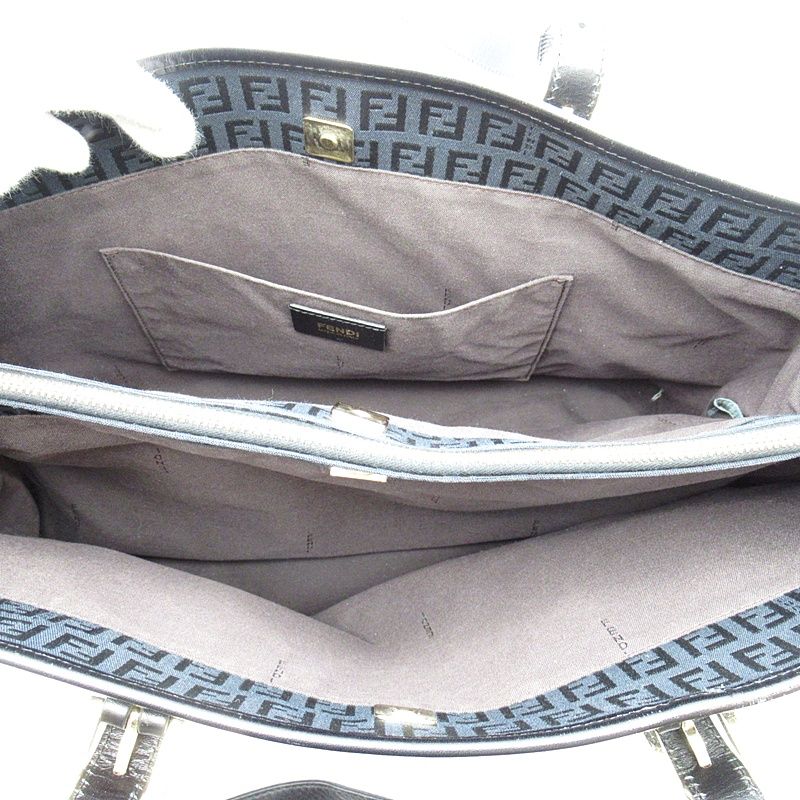 Fendi Zucchino Tote Canvas Leather Black — view 7