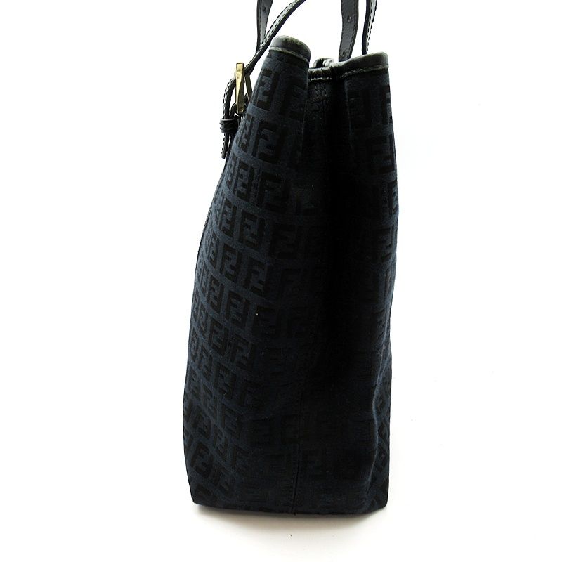 Fendi Zucchino Tote Canvas Leather Black — view 3