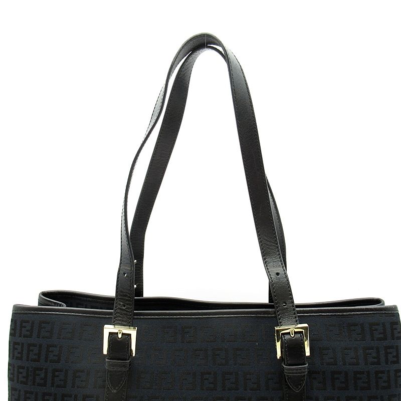Fendi Zucchino Tote Canvas Leather Black — view 2