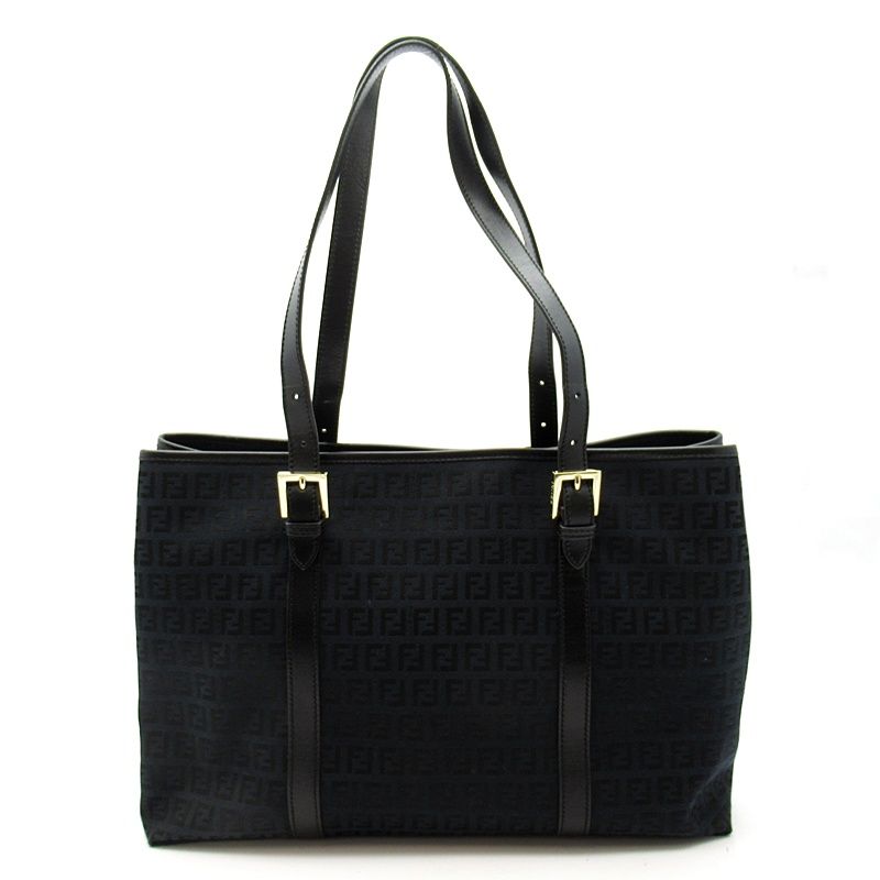 Fendi Zucchino Tote Canvas Leather Black — view 4