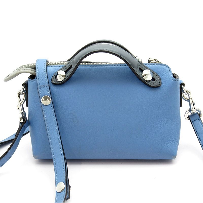Fendi Mini by the Way Calf Shoulder Bag Blue Gray — view 4