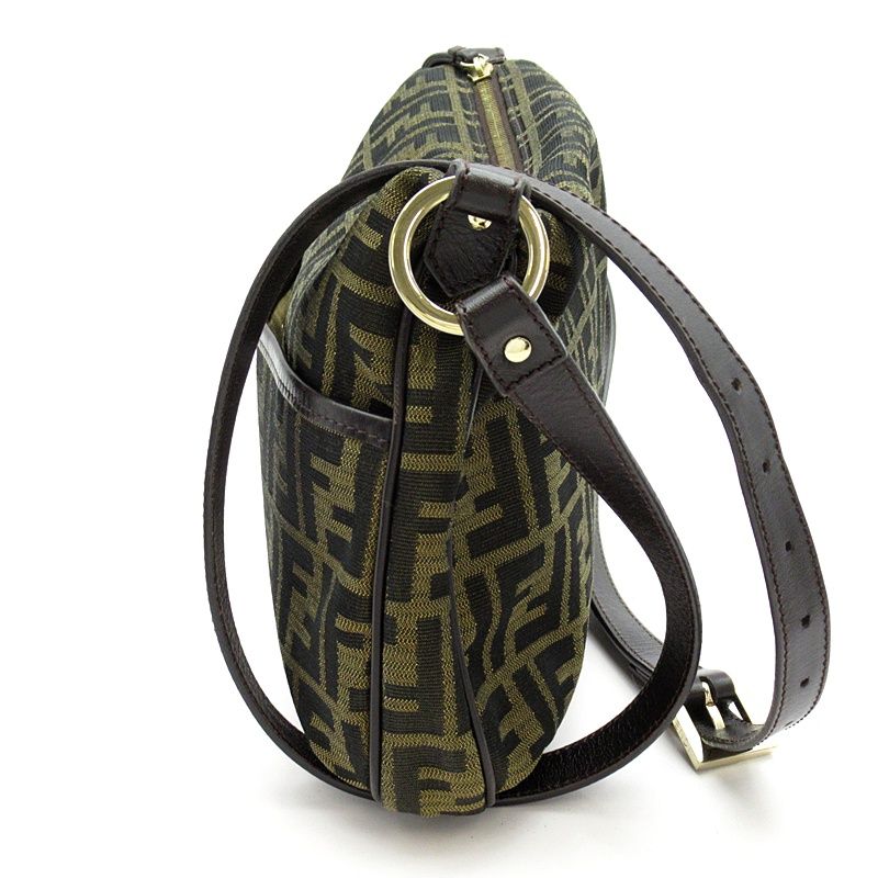Fendi Zucca Shoulder Bag Canvas Leather Brown — view 3