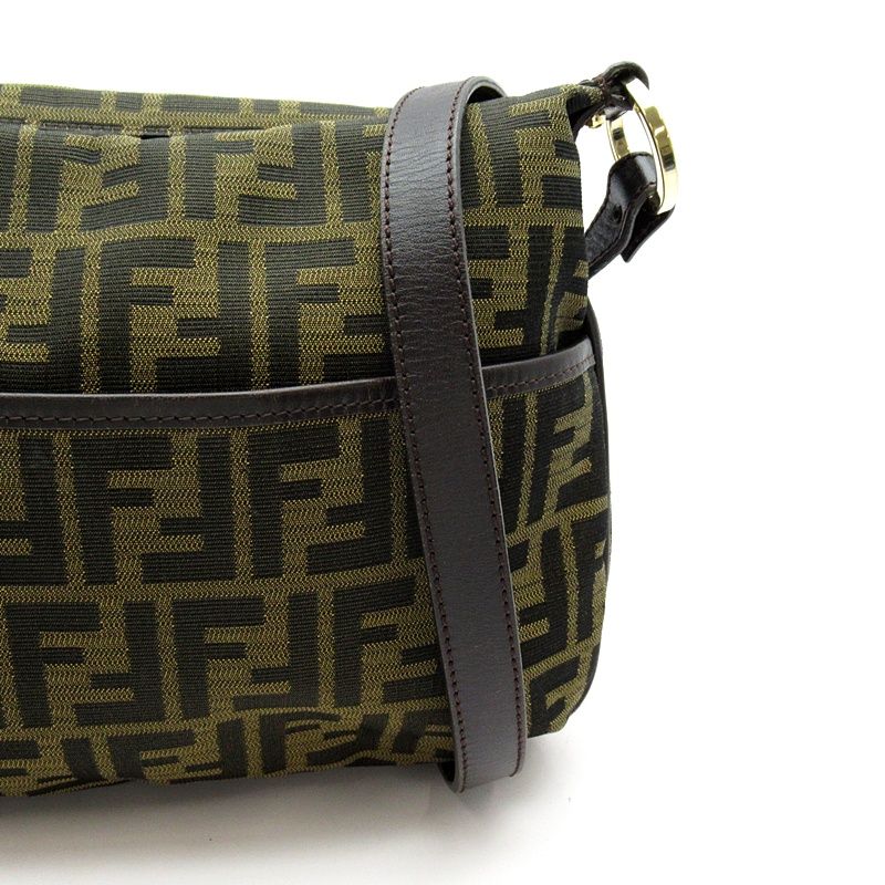 Fendi Zucca Shoulder Bag Canvas Leather Brown — view 2