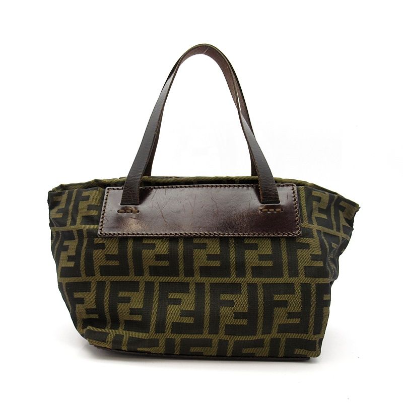Fendi Zucca Tote Canvas Leather Handbag Brown — view 4