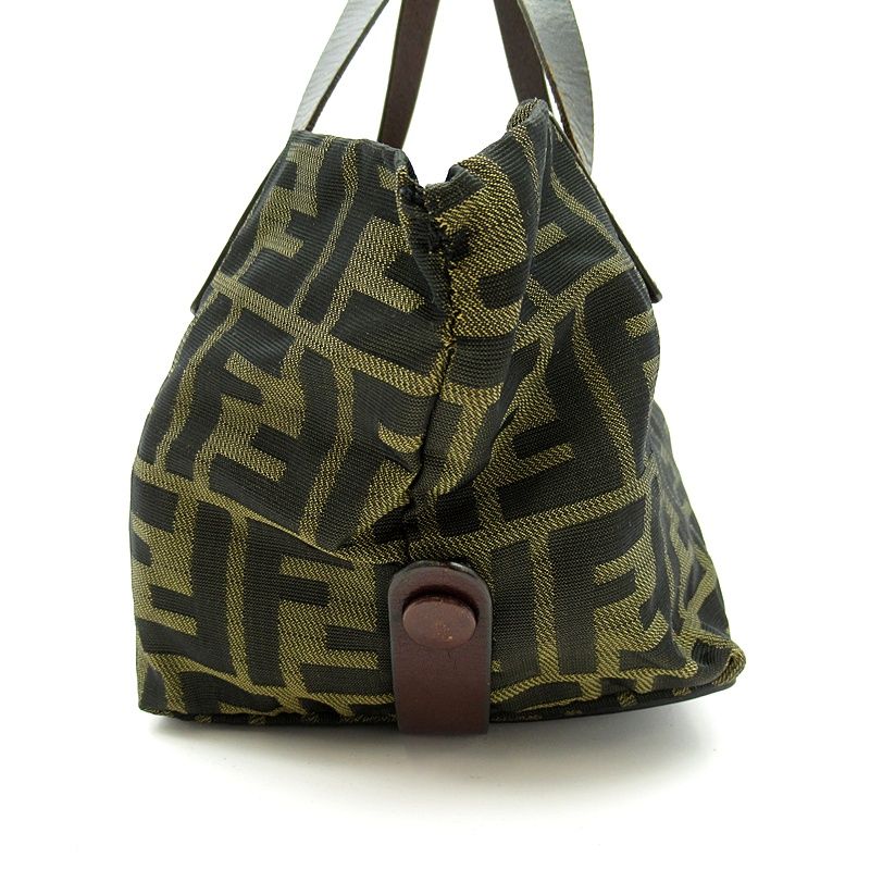 Fendi Zucca Tote Canvas Leather Handbag Brown — view 5
