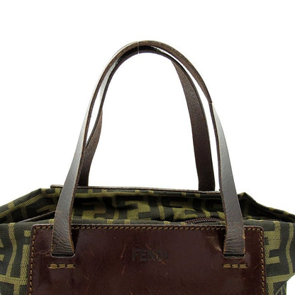 Fendi Zucca Tote Canvas Leather Handbag Brown — view 2