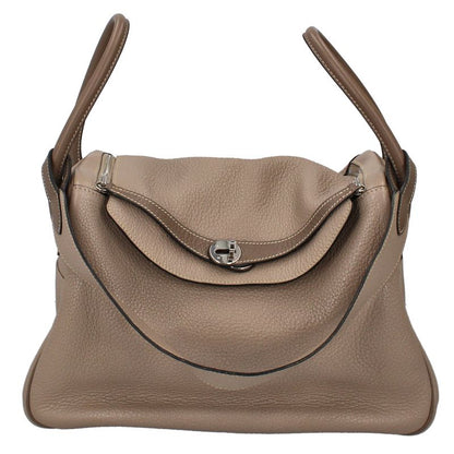 Hermes Lindy 34 Taurillon Clemence Shoulder Bag Tourtier Gray Etoupe