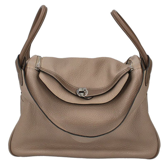 Hermes Lindy 34 Taurillon Clemence Shoulder Bag Tourtier Gray Etoupe