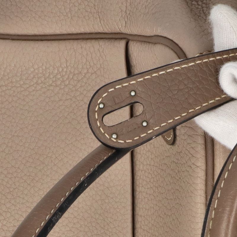 Hermes Lindy 34 Taurillon Clemence Shoulder Bag Tourtier Gray Etoupe — view 8