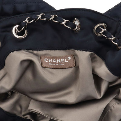 Chanel Melrose Cabas Chain Shoulder Silk Satin Bag Navy — view 7