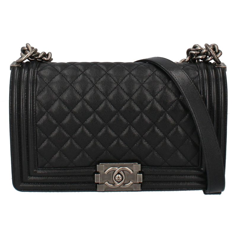 Chanel Chain Shoulder Bag Caviar Leather Black
