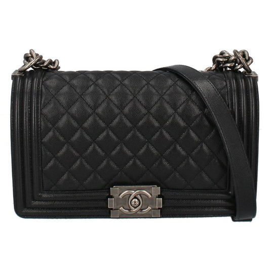 Chanel Chain Shoulder Bag Caviar Leather Black