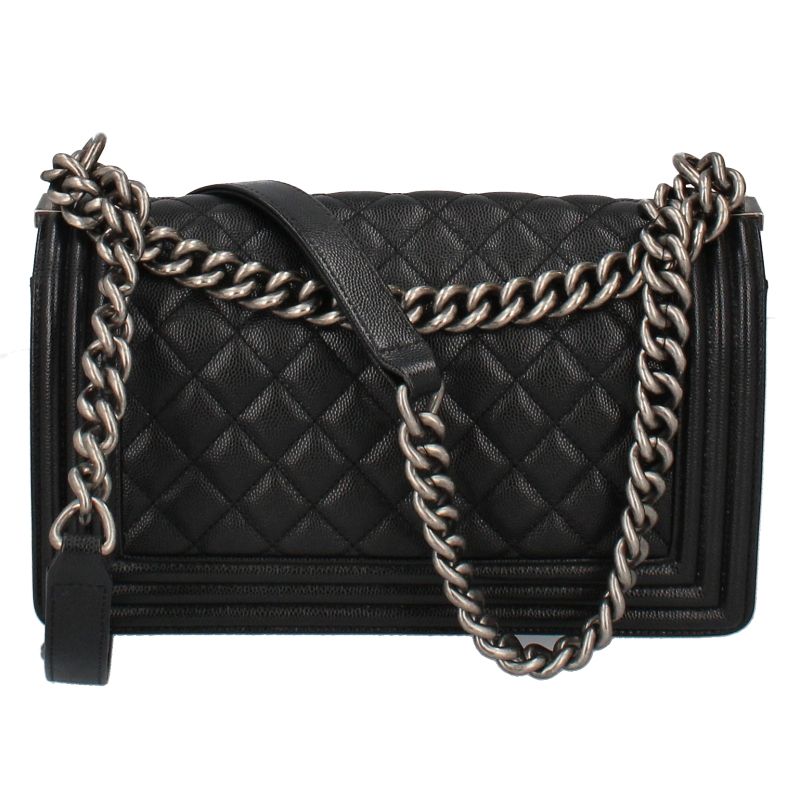Chanel Chain Shoulder Bag Caviar Leather Black — view 3