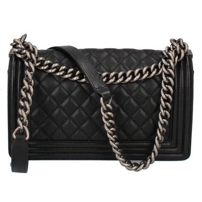 Chanel Chain Shoulder Bag Caviar Leather Black — view 3