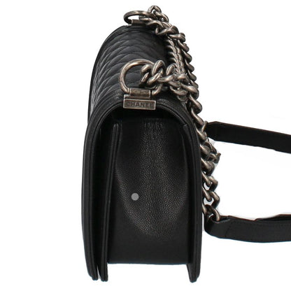Chanel Chain Shoulder Bag Caviar Leather Black — view 2