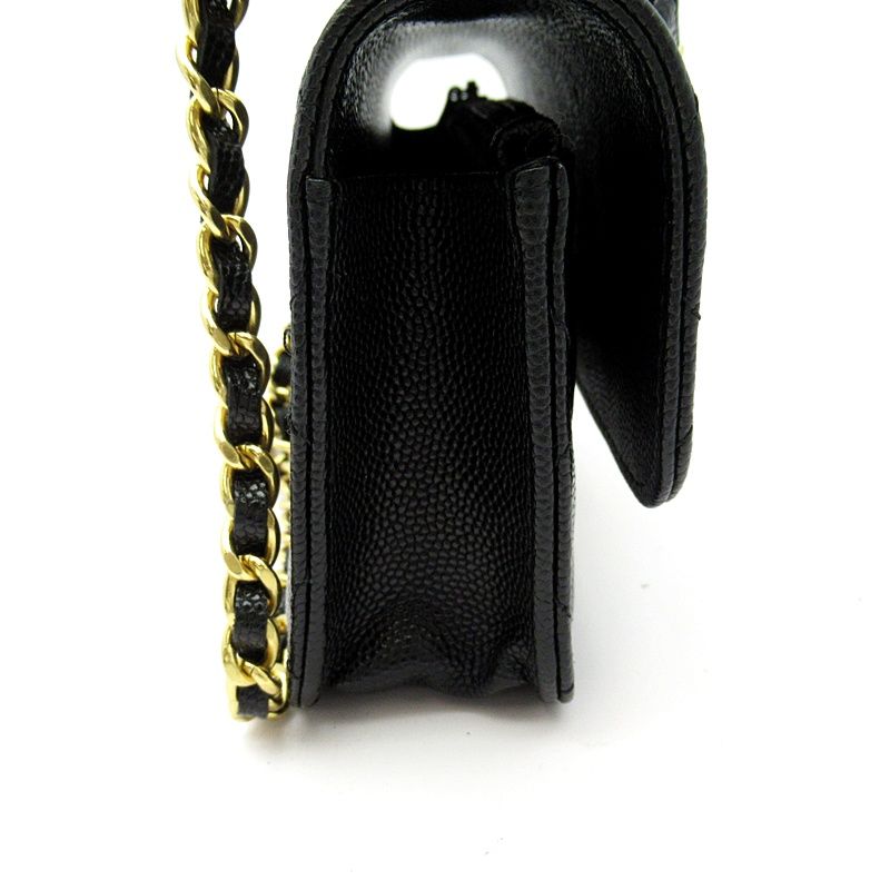 Chanel Quilted 2-Way Foncase Caviar Leather Shoulder Bag Black — view 4