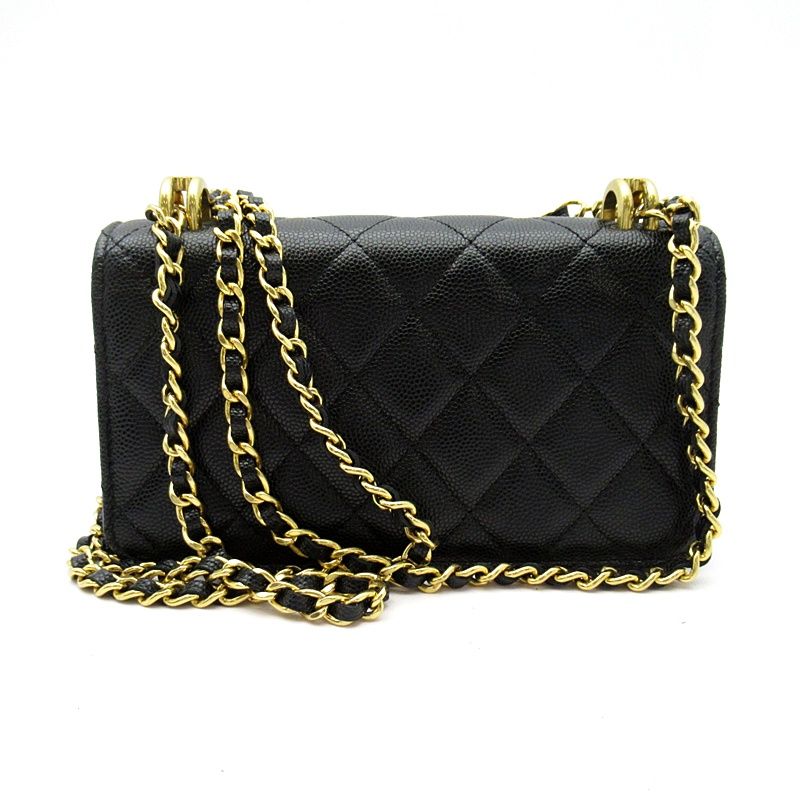 Chanel Quilted 2-Way Foncase Caviar Leather Shoulder Bag Black — view 3