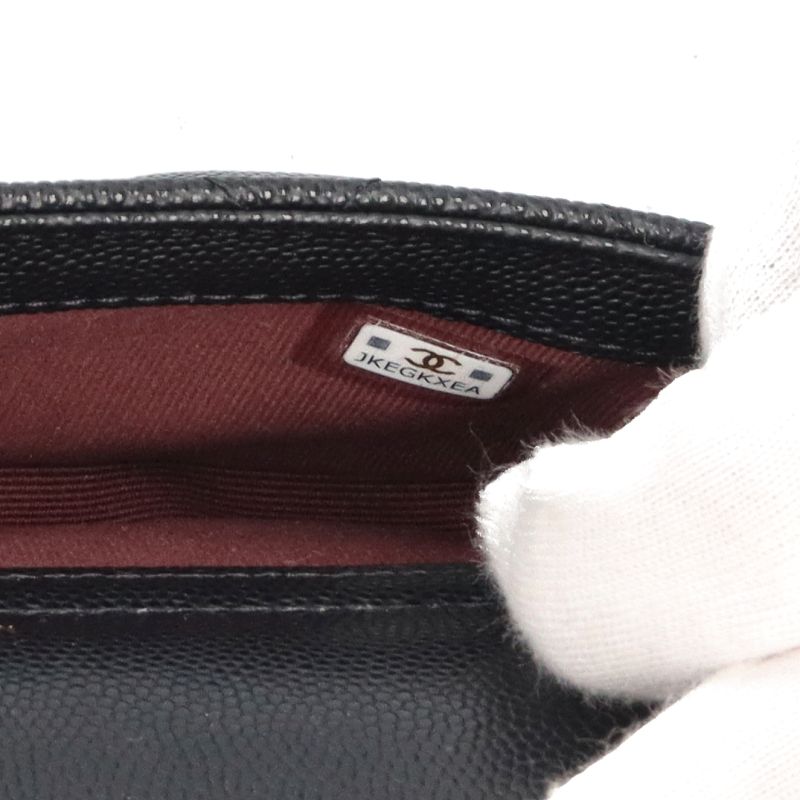 Chanel Flap Phone Case Chain Wallet Caviar Leather Shoulder Bag Black — view 8