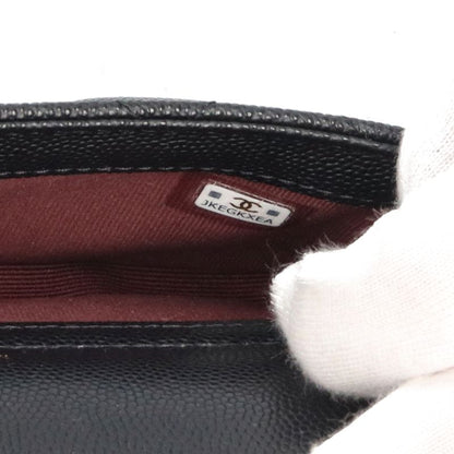 Chanel Flap Phone Case Chain Wallet Caviar Leather Shoulder Bag Black — view 8