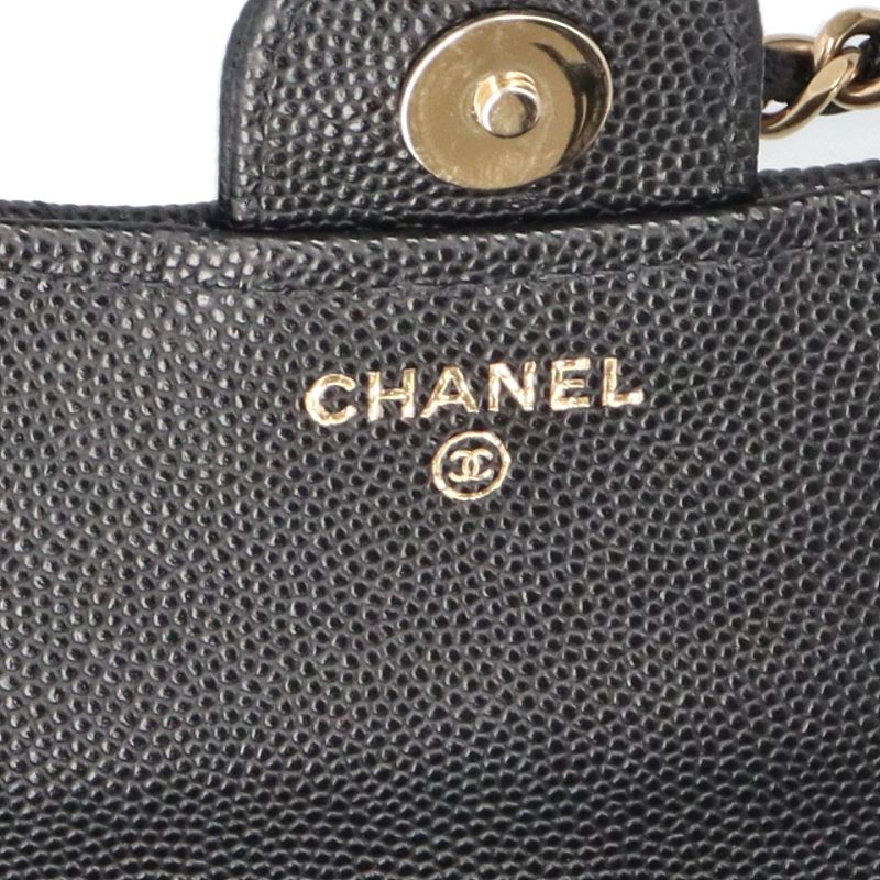 Chanel Flap Phone Case Chain Wallet Caviar Leather Shoulder Bag Black — view 7