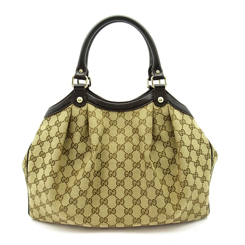 Gucci Ski Handbag GG Canvas Leather Brown — view 4