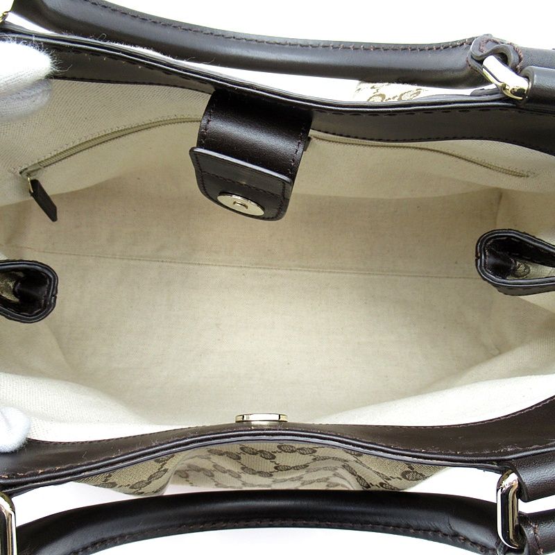 Gucci Ski Handbag GG Canvas Leather Brown — view 7