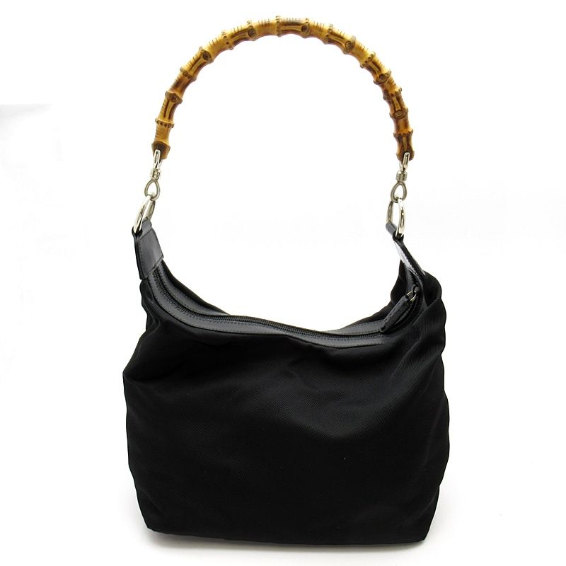 Gucci Bambu Handbag Nylon Leather Black — view 4