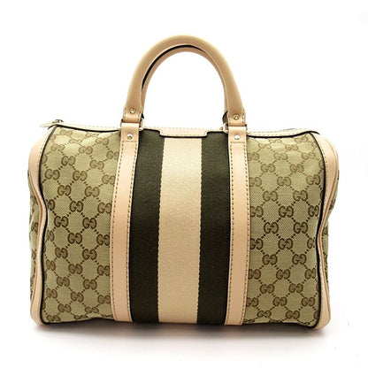 Gucci 2-Way Mini Boston Bag GG Canvas Leather Beige