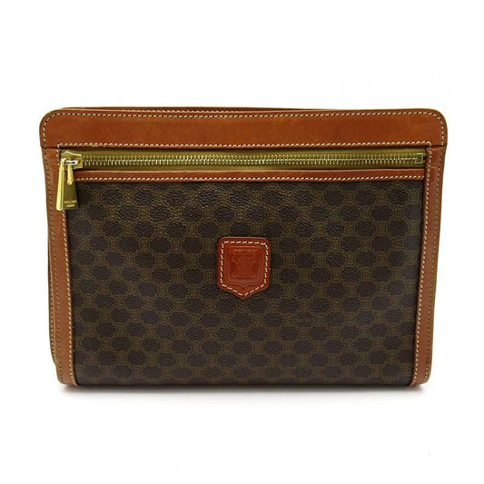 Celine Macadam Clutch Leather Brown