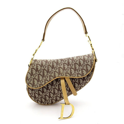 Dior Trotter Saddle Bag Canvas Leather Brown