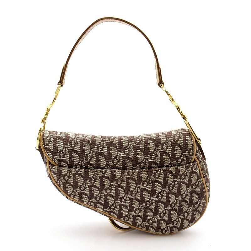 Dior Trotter Saddle Bag Canvas Leather Brown — view 4