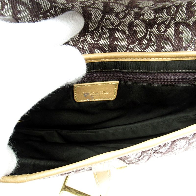 Dior Trotter Saddle Bag Canvas Leather Brown — view 7