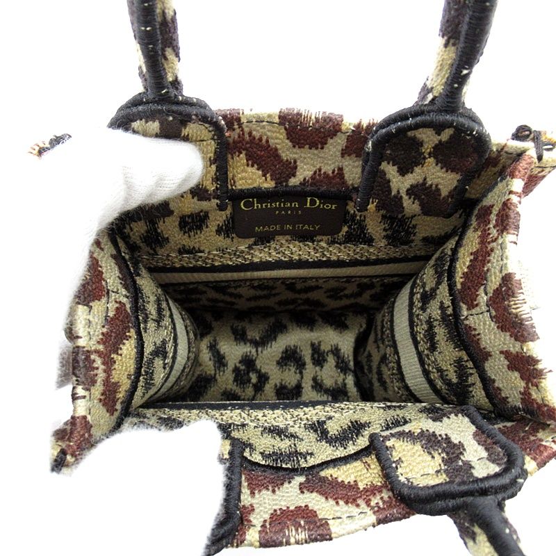 Dior Book Tote Mini Phone Canvas Handbag Leopard — view 7