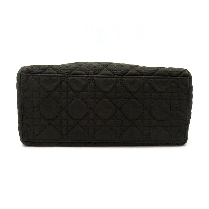 Dior Lady Dior Cannage Handbag Nylon Dark Brown — view 4