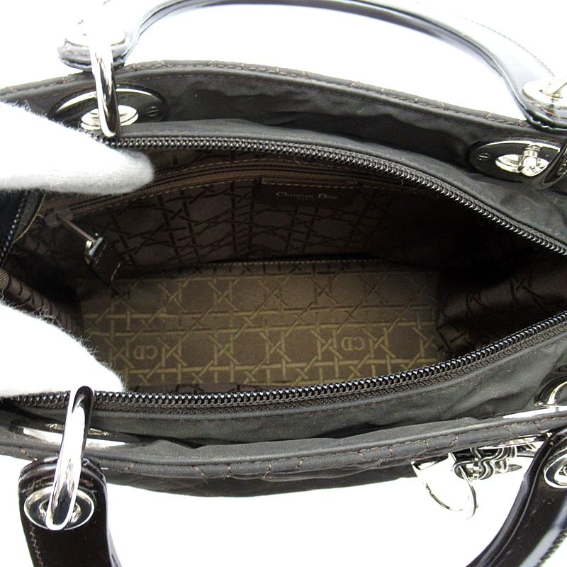 Dior Lady Dior Cannage Handbag Nylon Dark Brown — view 3
