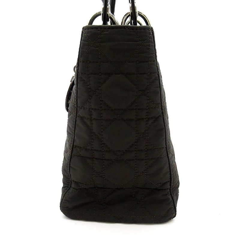 Dior Lady Dior Cannage Handbag Nylon Dark Brown — view 7