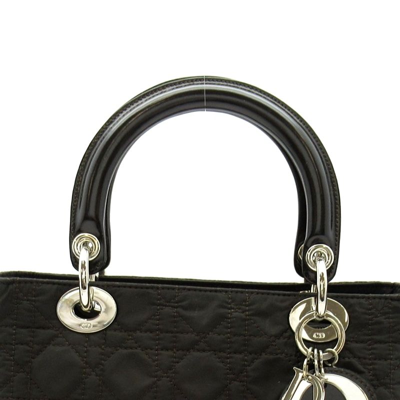 Dior Lady Dior Cannage Handbag Nylon Dark Brown — view 8