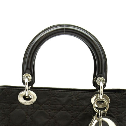 Dior Lady Dior Cannage Handbag Nylon Dark Brown — view 8