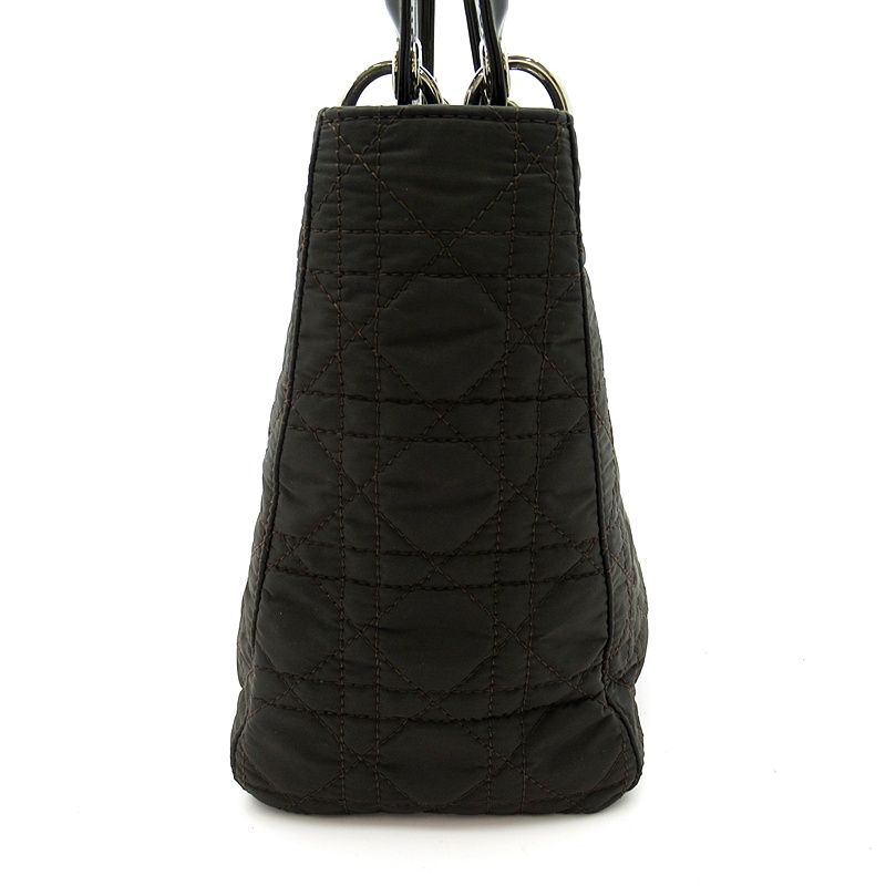 Dior Lady Dior Cannage Handbag Nylon Dark Brown — view 5