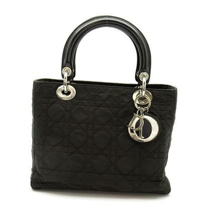 Dior Lady Dior Cannage Handbag Nylon Dark Brown