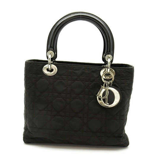 Dior Lady Dior Cannage Handbag Nylon Dark Brown