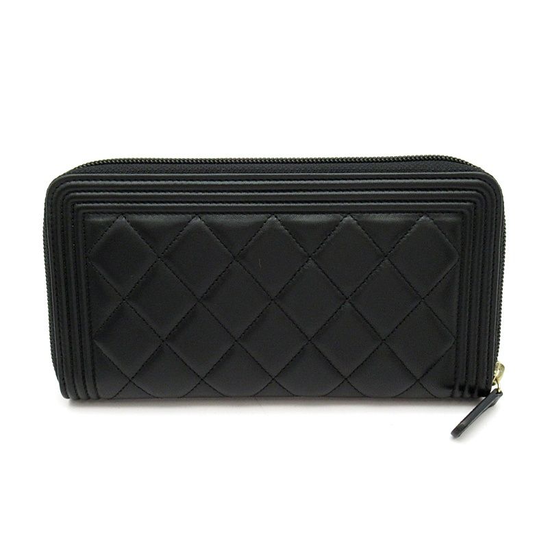 Chanel Boy Full Zipper Wallet Lambskin Black — view 2