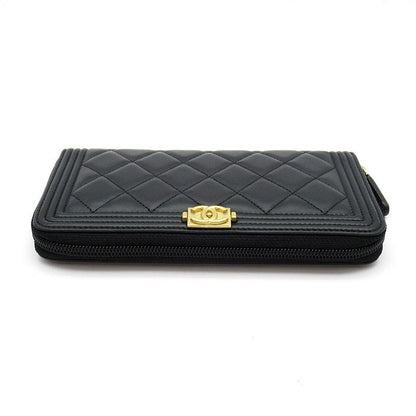 Chanel Boy Full Zipper Wallet Lambskin Black — view 3