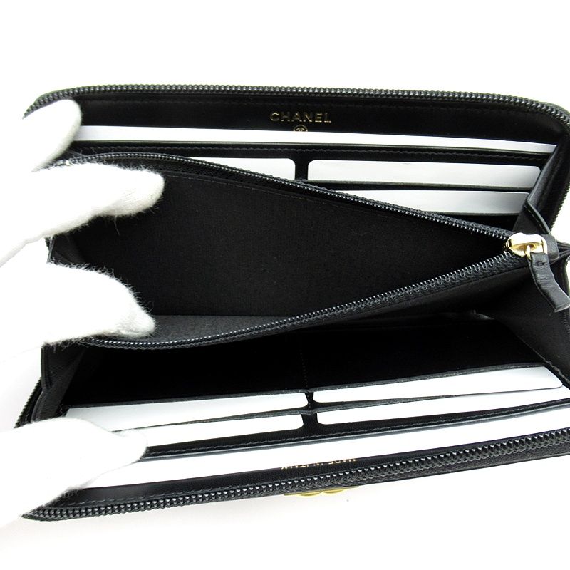 Chanel Boy Full Zipper Wallet Lambskin Black — view 5