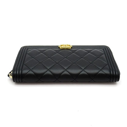 Chanel Boy Full Zipper Wallet Lambskin Black — view 4