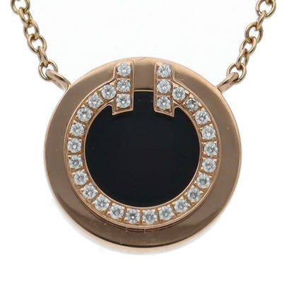 Tiffany & Co Diamond Onyx Circle Necklace 18k Pink Gold
