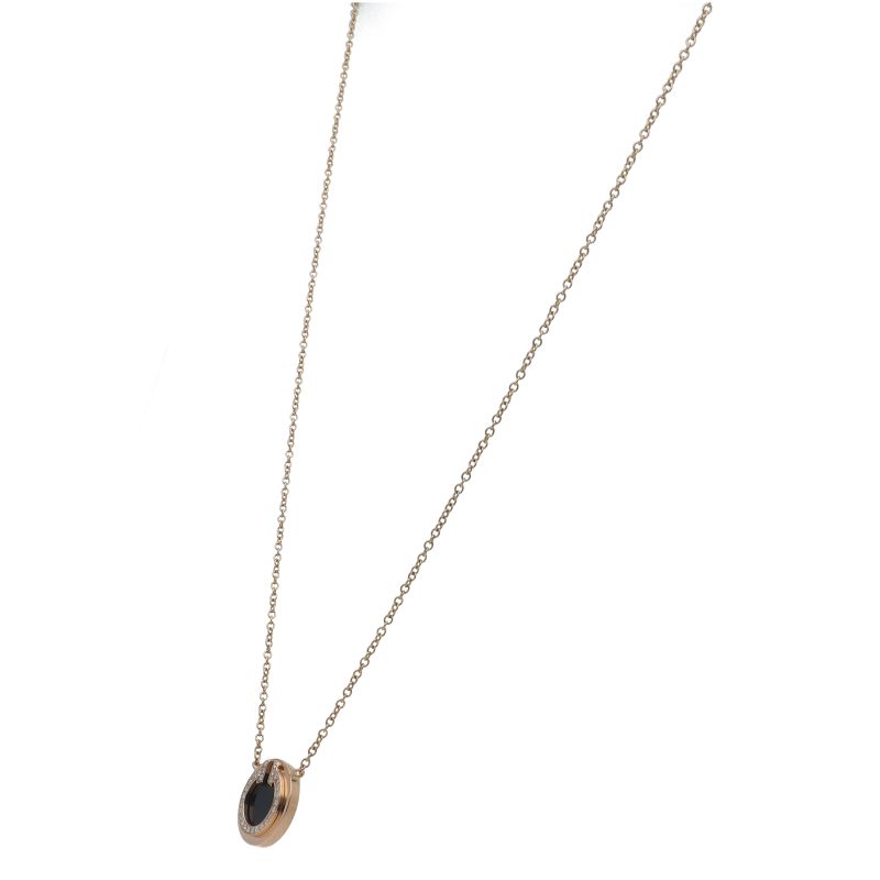 Tiffany & Co Diamond Onyx Circle Necklace 18k Pink Gold — view 3