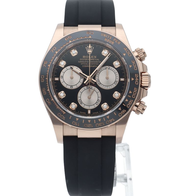 Rolex Cosmograph Daytona Watch Diamond Box 18k Pink Gold Rubber Black — view 2