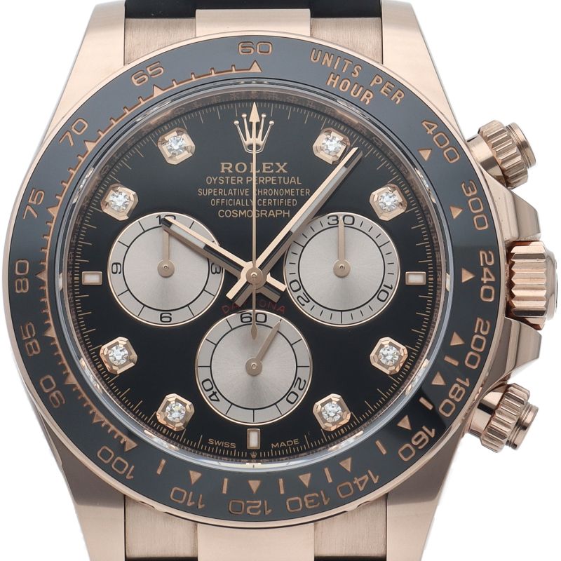 Rolex Cosmograph Daytona Watch Diamond Box 18k Pink Gold Rubber Black
