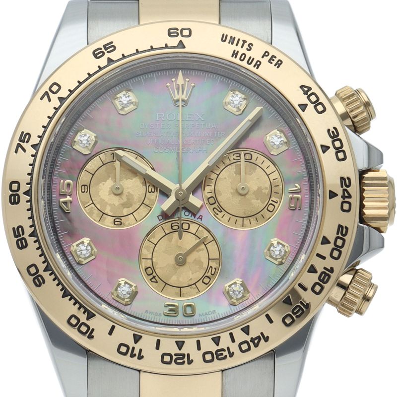 Rolex Cosmograph Daytona Watch Diamond Shell 18k Yellow Gold SS Black